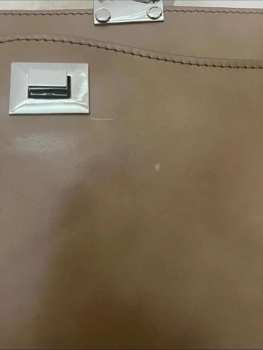 Classic Woman’s Tan Camel Color Made In Italy Leather Top-Handle Purse Briefcase